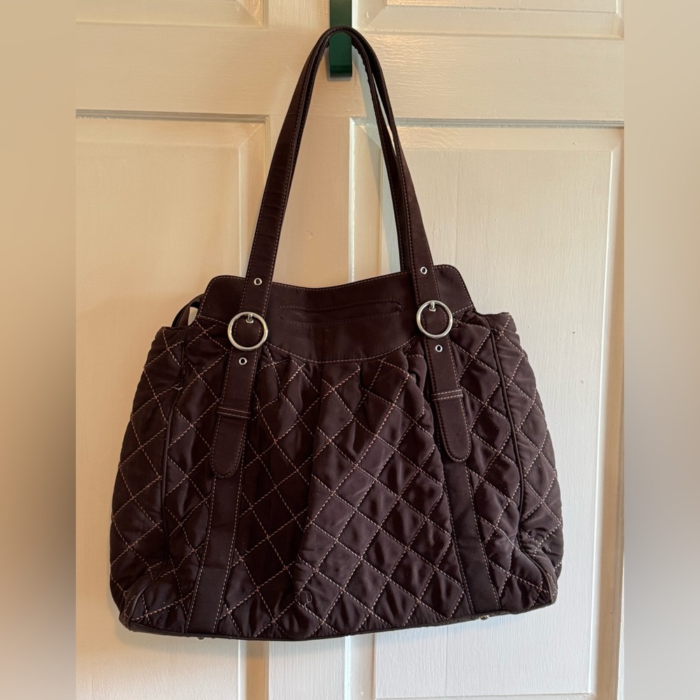 Vera Bradley Quilted Chocolate Brown Tote with Double Straps